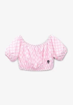 Camisetas-Conguitos Top Xadrez Rosa Menina