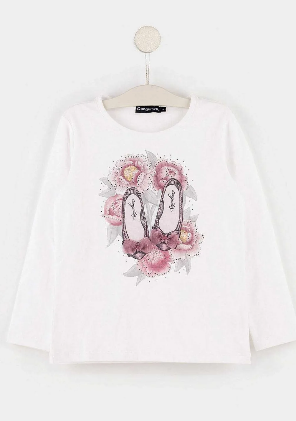 Camisetas De Manga Comprida-Conguitos T-Shirt De Algodao "Bailarinas" Para Menina