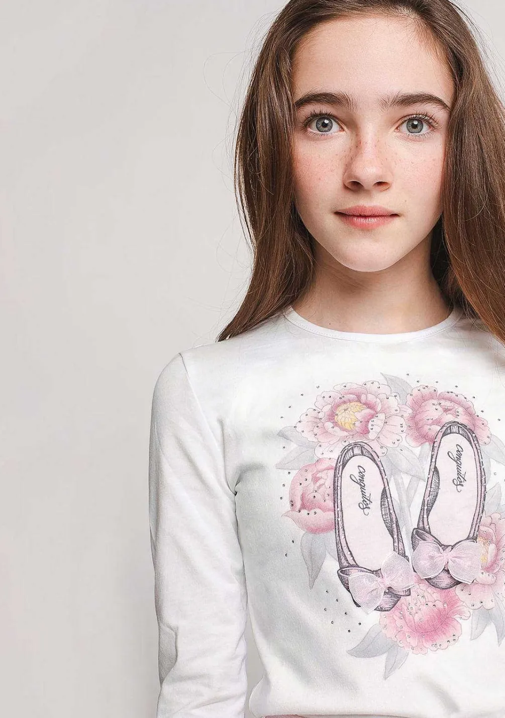Camisetas De Manga Comprida-Conguitos T-Shirt De Algodao "Bailarinas" Para Menina