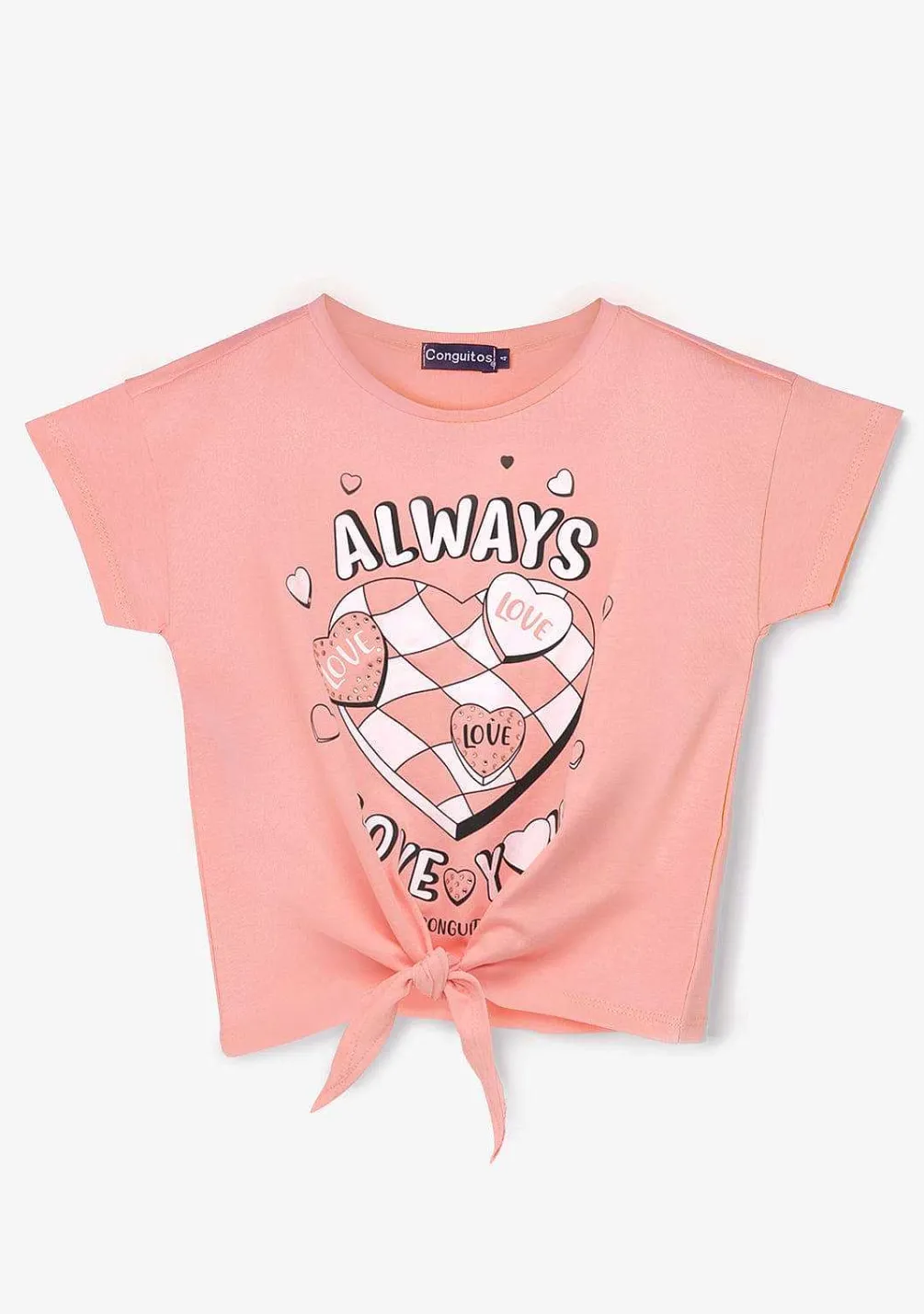 Camisetas-Conguitos T-Shirt De Menina Com Estampa Sempre Atada Laranja