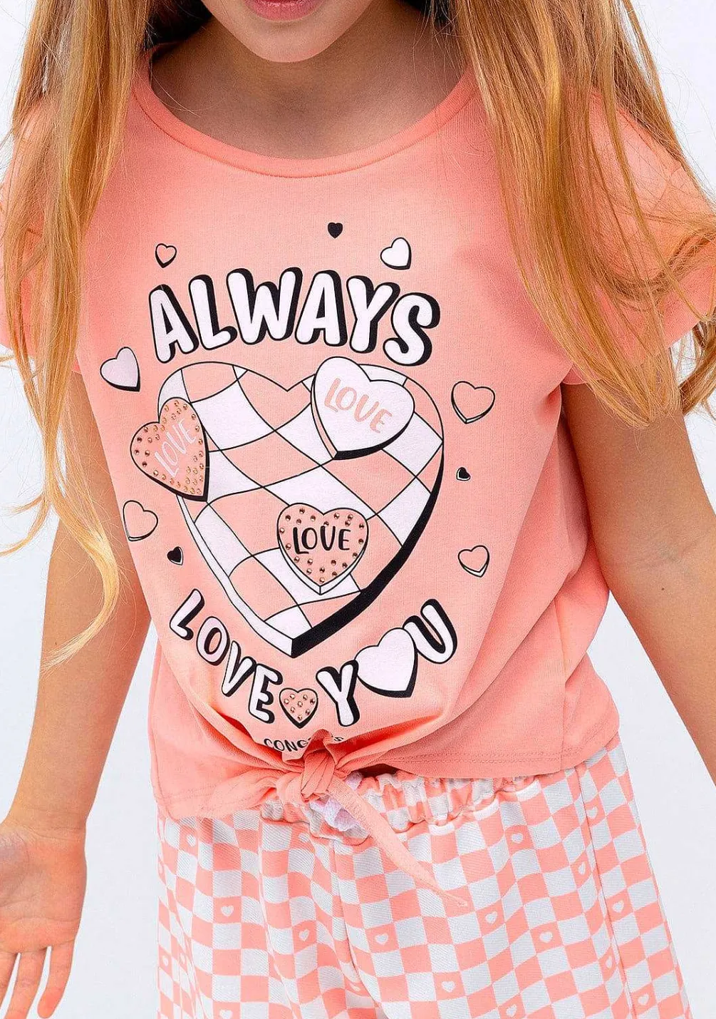 Camisetas-Conguitos T-Shirt De Menina Com Estampa Sempre Atada Laranja