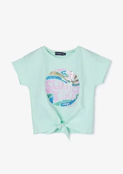 Camisetas-Conguitos T-Shirt De Menina Com No De Por Do Sol Menta