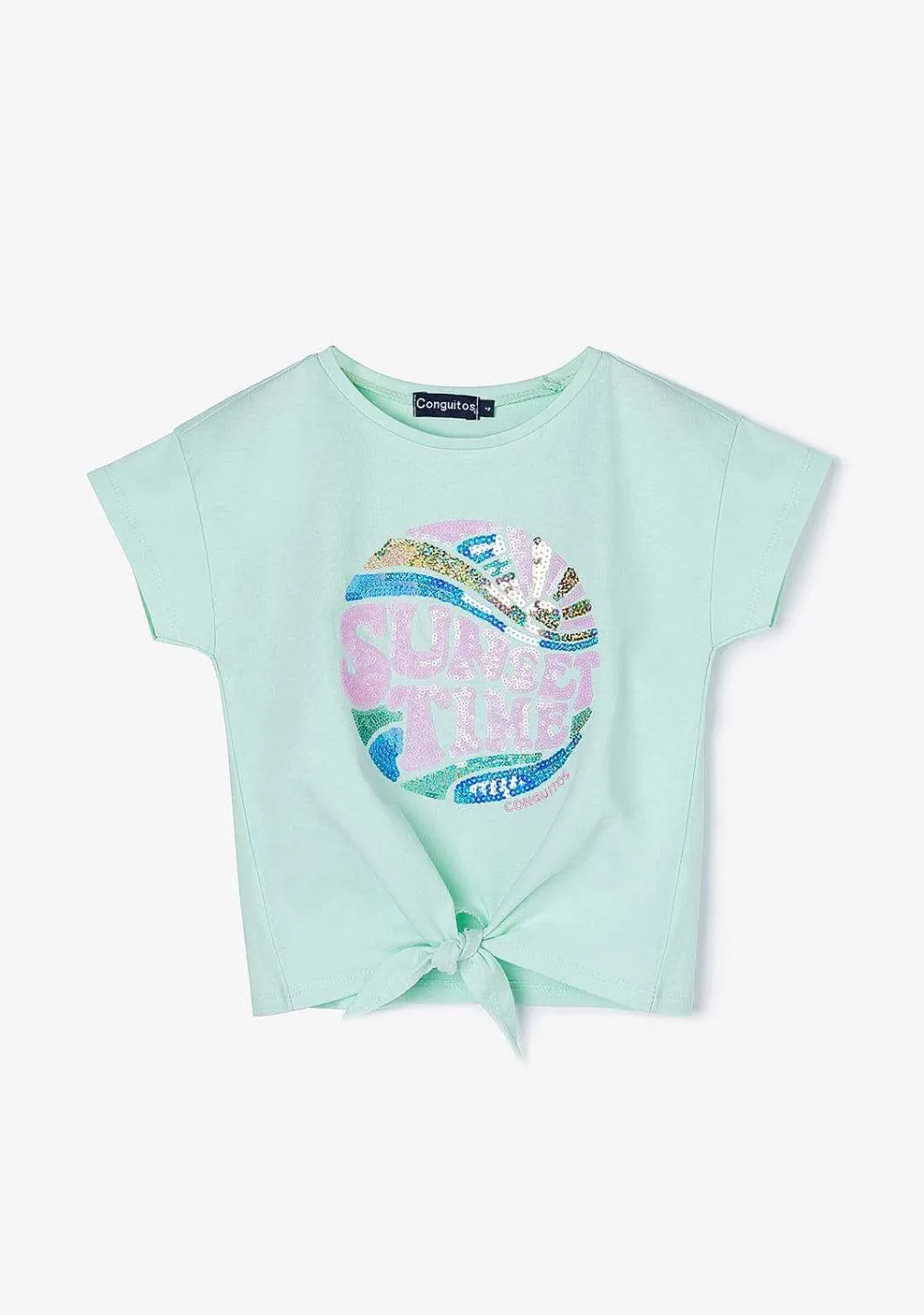 Camisetas-Conguitos T-Shirt De Menina Com No De Por Do Sol Menta