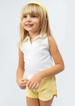 Camisetas-Conguitos T-Shirt Polo Branca Sem Mangas Para Menina
