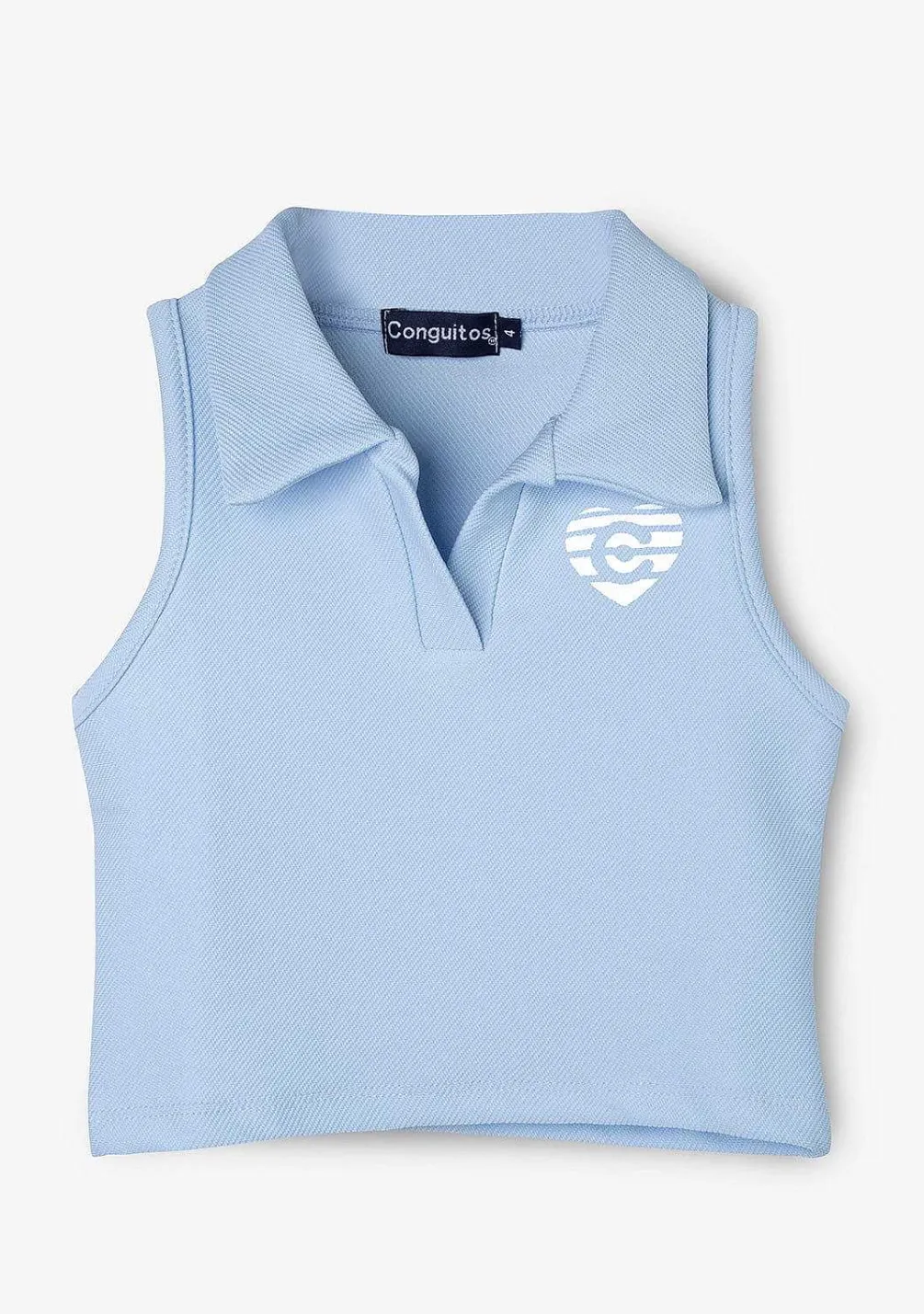 Camisetas-Conguitos T-Shirt Polo Sem Mangas Azulada De Menina