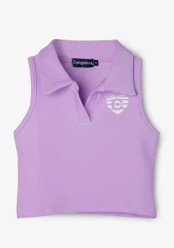 Camisetas-Conguitos T-Shirt Polo Sem Mangas Malva Para Menina