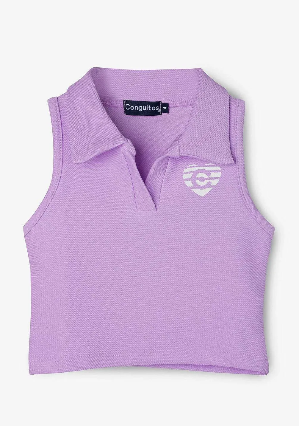 Camisetas-Conguitos T-Shirt Polo Sem Mangas Malva Para Menina