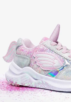 Tênis Com Luzes-Conguitos Unicornio Branco Feminino Com Luzes Tênis Metalizado