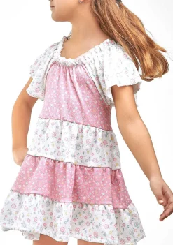 Roupas De Menina-Conguitos Vestido Com Babados De Flores