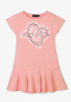 Roupas De Menina-Conguitos Vestido Coracao Laranja De Menina