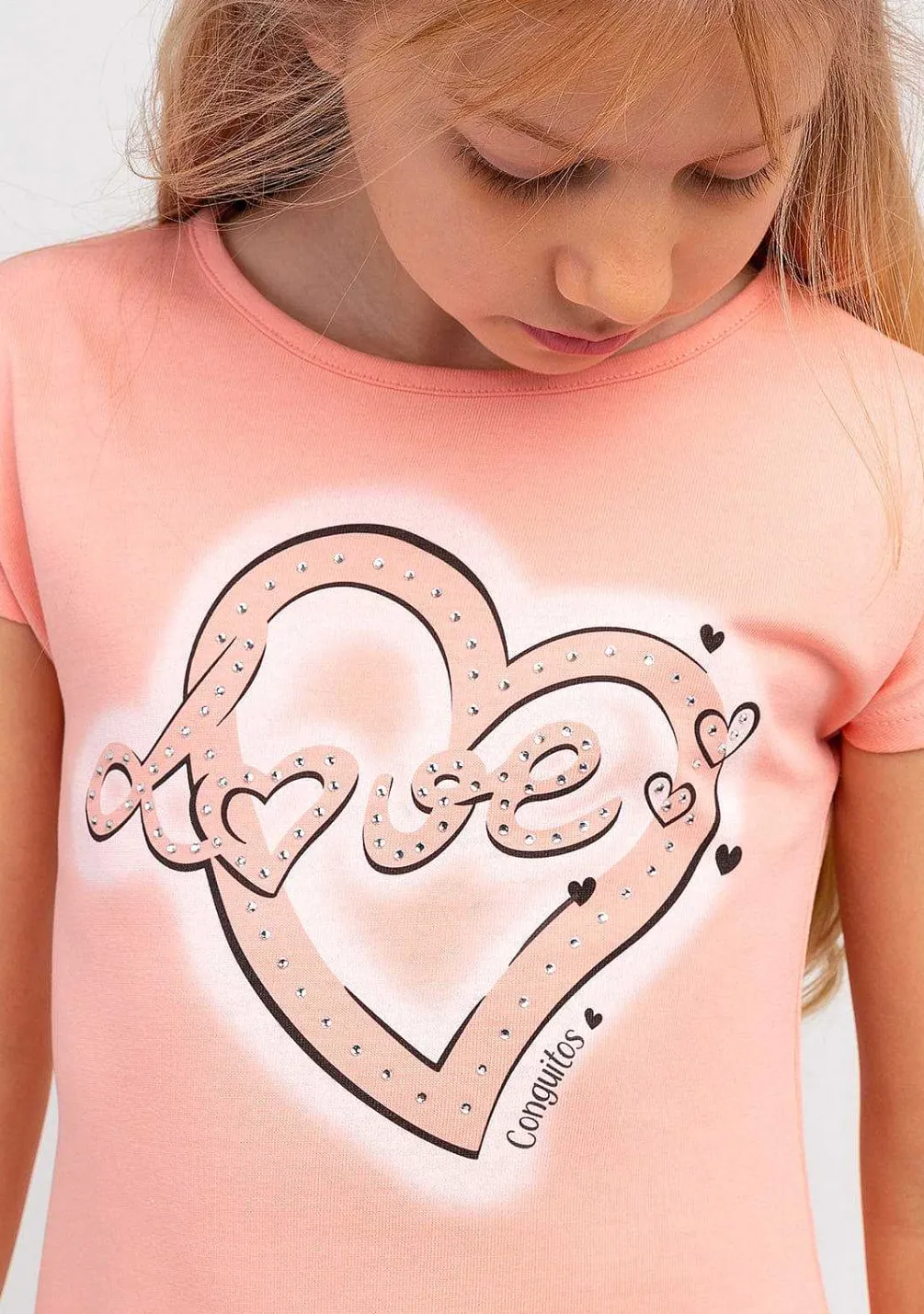 Roupas De Menina-Conguitos Vestido Coracao Laranja De Menina