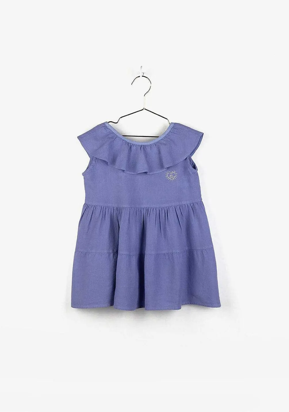 Vestidos-Conguitos Vestido De Menina Azul Marinho Com Babados