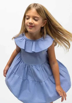 Vestidos-Conguitos Vestido De Menina Azul Marinho Com Babados