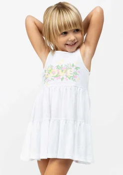 Roupas De Menina-Conguitos Vestido De Menina Branco Love Nature Com Babados
