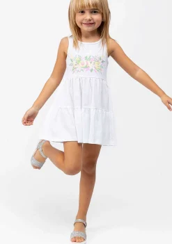 Roupas De Menina-Conguitos Vestido De Menina Branco Love Nature Com Babados