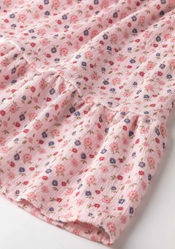 Roupas De Menina-Conguitos Vestido Feminino Rosa Estampado Flores