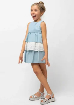 Vestidos-Conguitos Vestido Jeans Feminino Com Babados