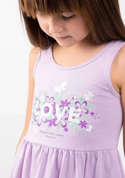 Roupas De Menina-Conguitos Vestido Malva Love Nature Com Babados Para Menina