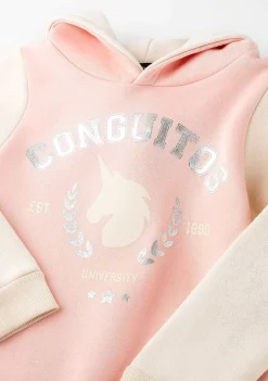 Vestido Moletom-Conguitos Vestido Moletom Feminino Rosa Unicornio