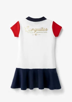 Roupas De Menina-Conguitos Vestido Polo Azul Marinho Com Babados