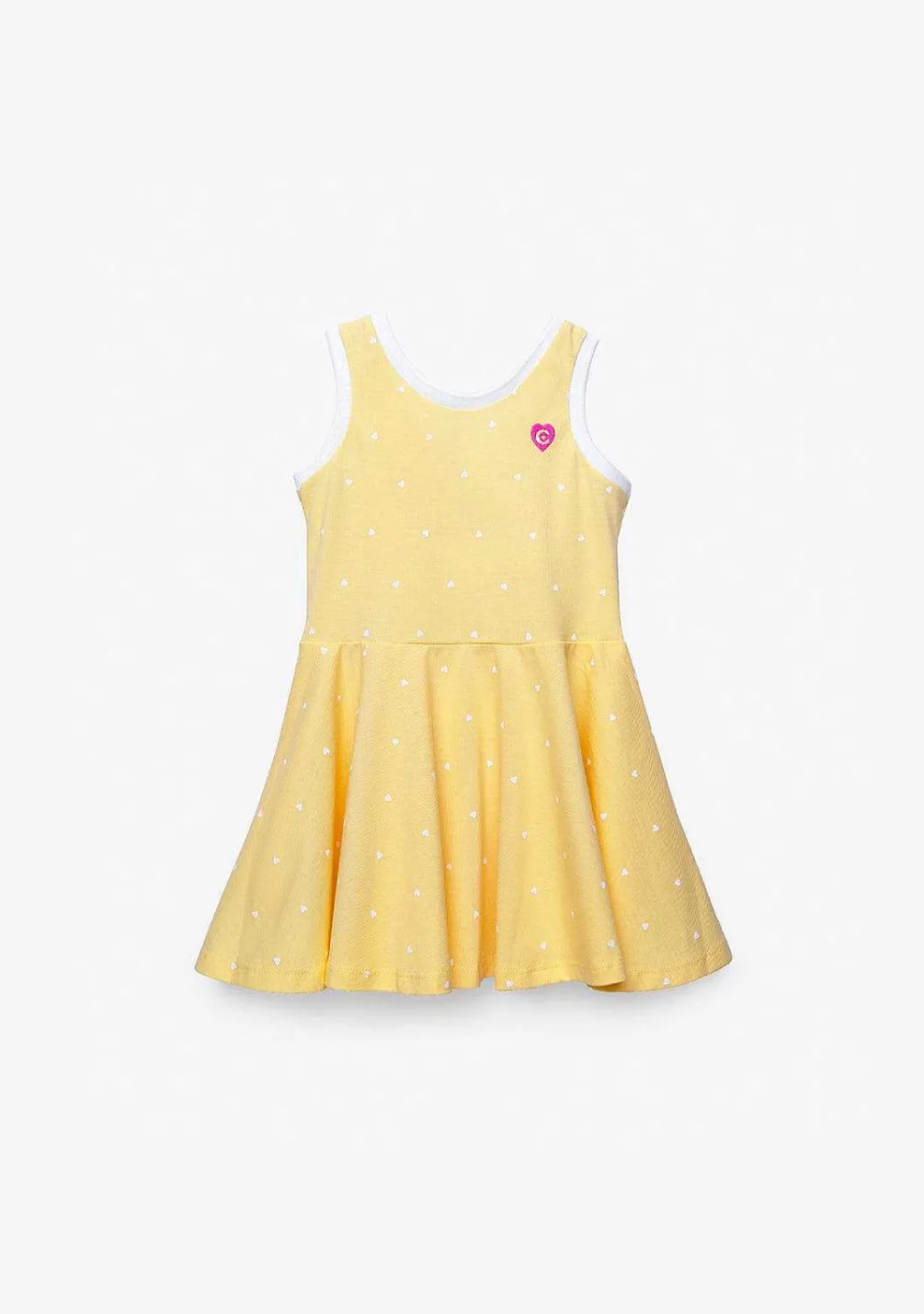 Vestidos-Conguitos Vestido Skater Menina Coracoes Amarelos