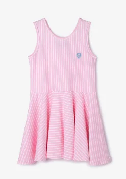 Vestidos-Conguitos Vestido Skatista Feminino Com Listras Rosa E Logotipo