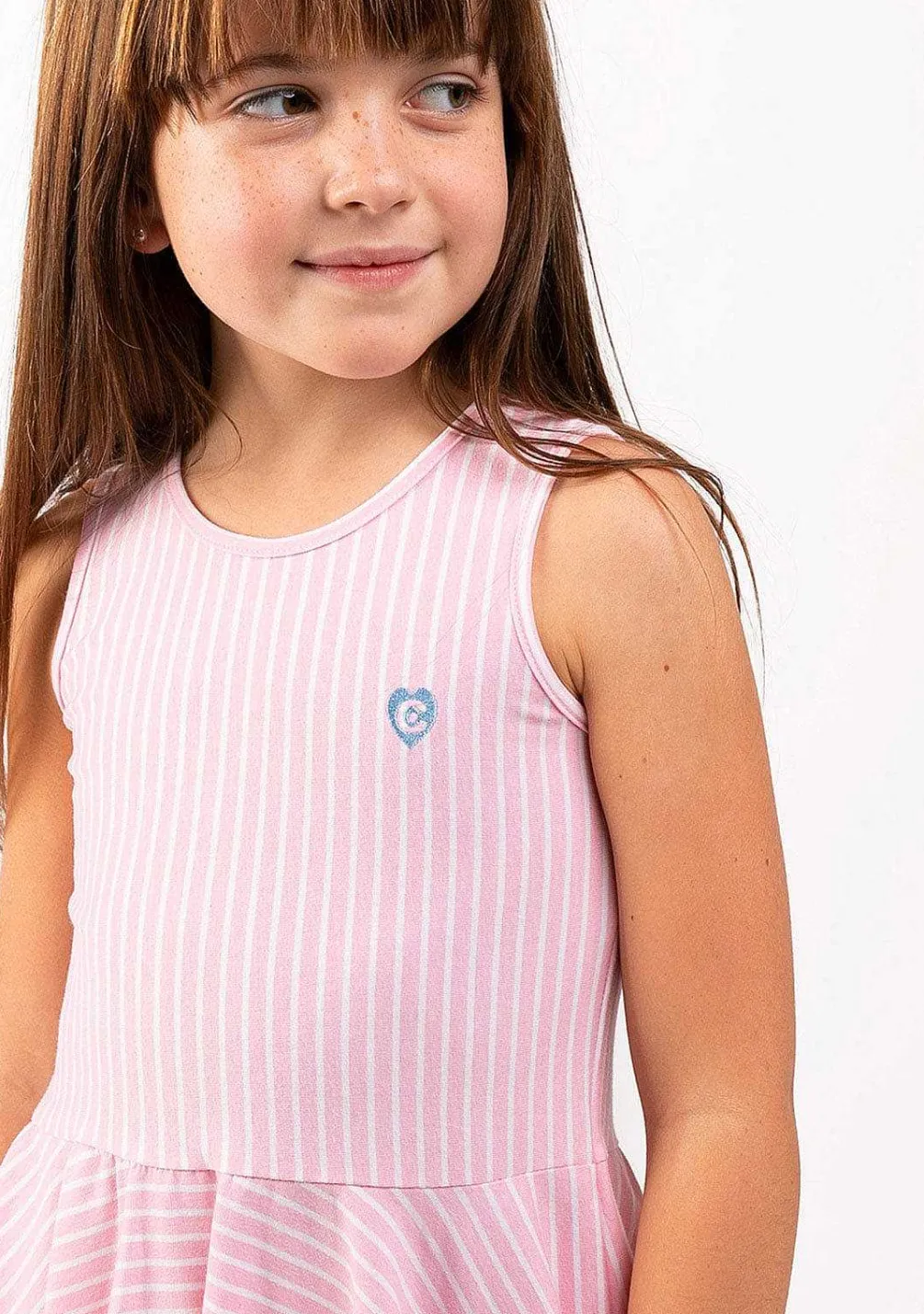 Vestidos-Conguitos Vestido Skatista Feminino Com Listras Rosa E Logotipo