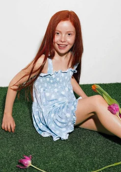 Roupas De Menina-Conguitos Vestido Unicornios Estrelas Coracoes Azul