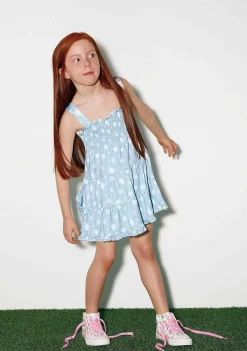 Roupas De Menina-Conguitos Vestido Unicornios Estrelas Coracoes Azul